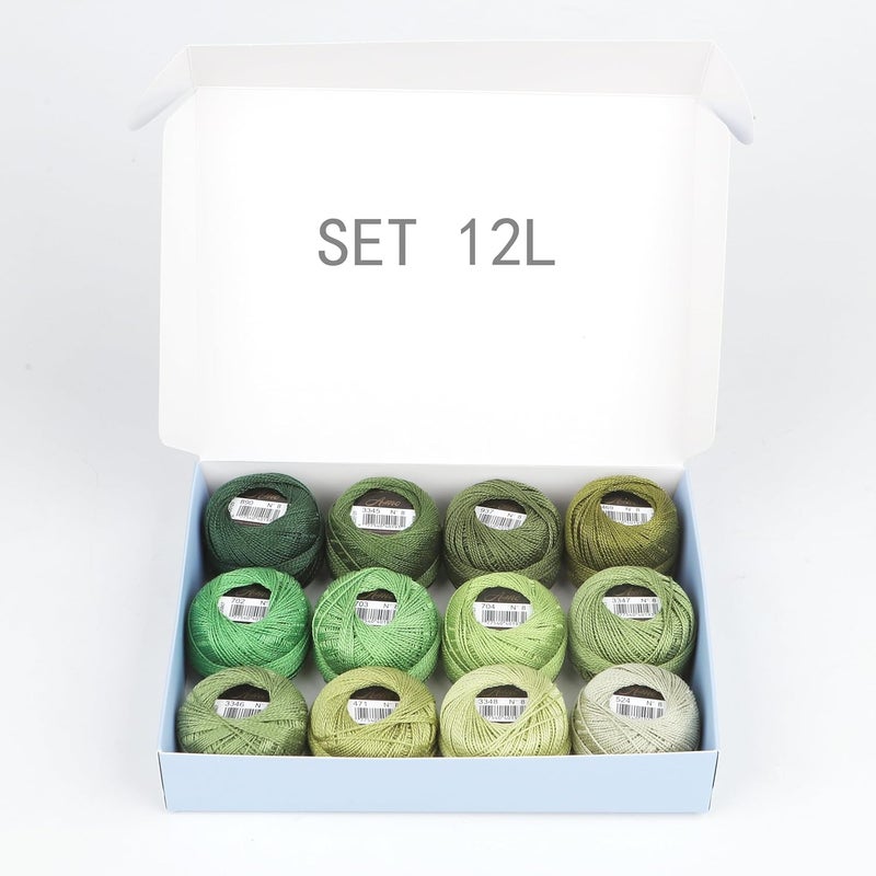 AMOHilos Size 8 Double Mercerized Egyptian Long Staple Cotton Pearl Thread 12 Gradient Colors per Box 5 Grams Ball Rainbow Color Embroidery Thread for Crochet Cross Stitch Hand Embroidery (12L) - Image 2